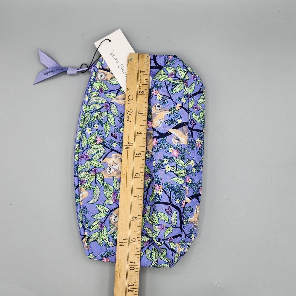 NWT Vera Bradley Purple Sloth Hanging Around Medium Cosmetic Bag Plastic Lining - Picture 8 of 8